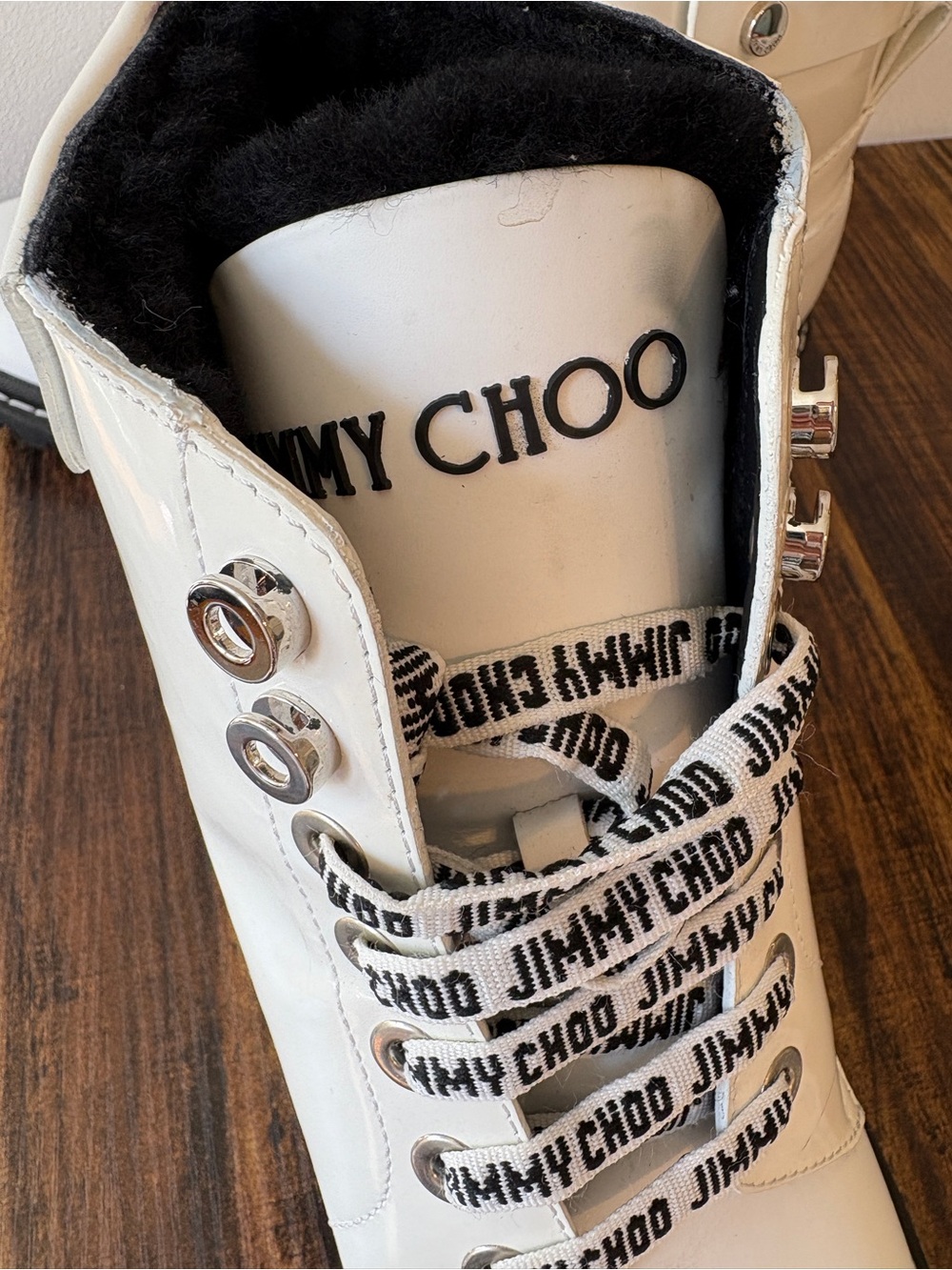 Jimmy Choo Voyager Heated White Leather Shearling Winter Boots EU 41 - Picture 6 of 16